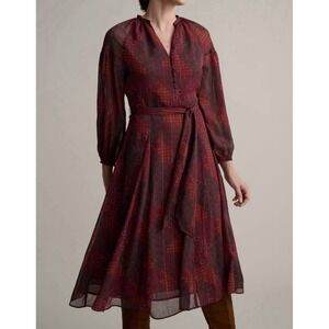 UNTUCKit‎ Women's Georgette Carly Dress Red Diamond Patchwork SIZE 8